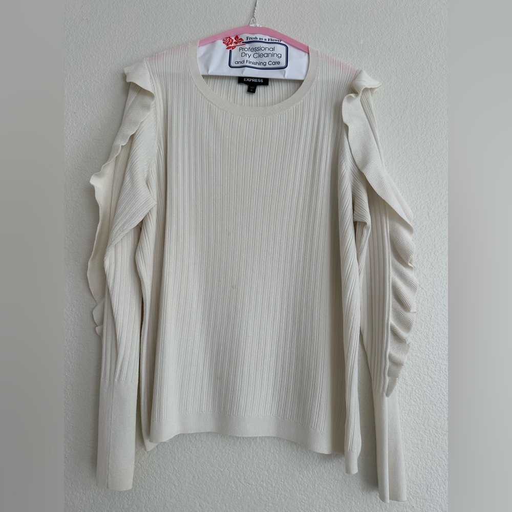 Express Cream Ribbed Sweater